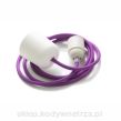 CABLE POWER - CableONE - minimalistyczna i designerska lampa żarówka ( lampa sufitowa wisząca ) wykończenia classic plastikowe białe, kabel fiolet - bulb lamp pendant - finishings classic white, violet cord