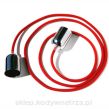 CABLE POWER - CableONE - minimalistyczna i designerska lampa żarówka ( lampa sufitowa wisząca ) kabel czerwony, wykończenia silver line chrom - bulb lamp pendant - red cord with 