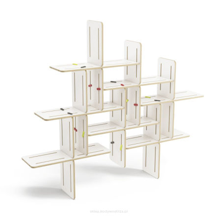 Dynks komplet 7 sztuk - ciekawa designerska półka modułowa zaprojektowana przez Grupę Projektową Tabanda
Dynks set of 7 pieces - interesting design modular shelf by Tabanda Grupa Projektowa (Tabanda Design Group)