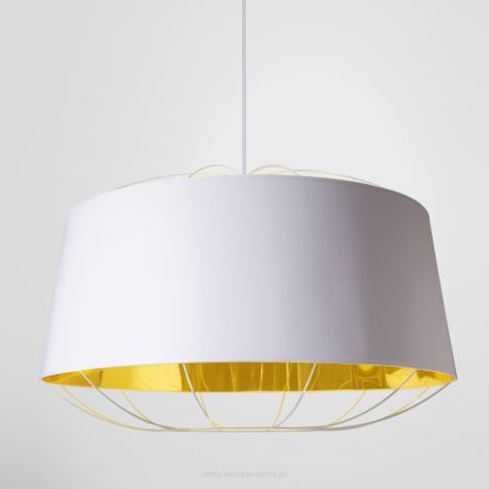 Lanterna - duża biel i złoto - designerska lampa sufitowa wisząca - large white & gold - design pendant lamp