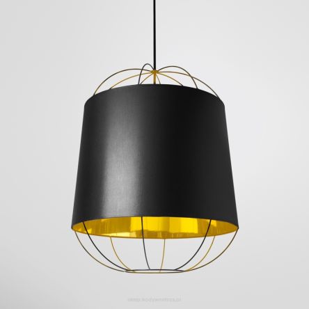 Lanterna - średnia czerń i złoto - designerska lampa sufitowa wisząca - medium black & gold - design pendant lamp