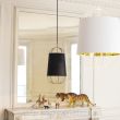 Lanterna - mała czerń i złoto - designerska lampa sufitowa wisząca - small black & gold - design pendant lamp